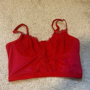 SHEIN Vibrant Red Lace Bralette